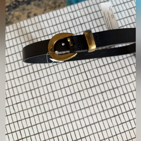 Madewell NWT black Leather belt with Gold Buckle XXS - Picture 2 of 4